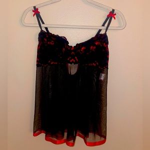 Shirley‎ of Hollywood Black & Red Lace Lingerie size Large